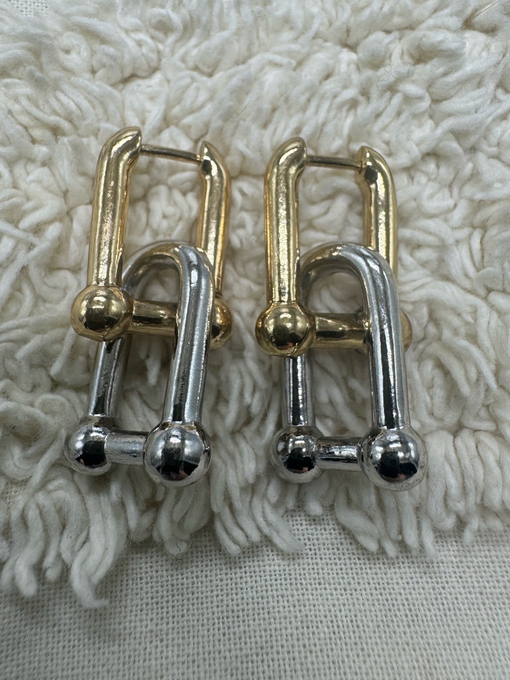 Two-Tone Convertible Geometric Link Earrings